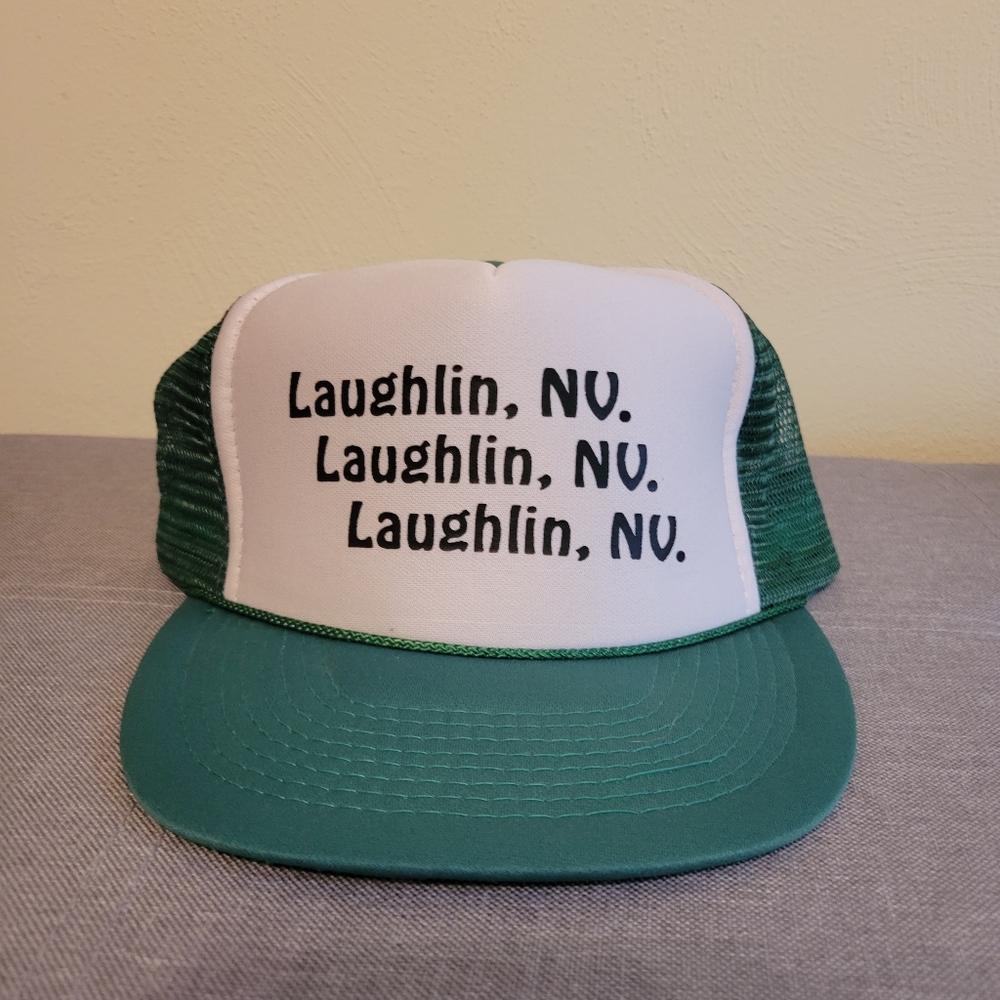 Vintage Laughlin Nevada Cameo Cap Rope Braid Green And White Snapback Hat